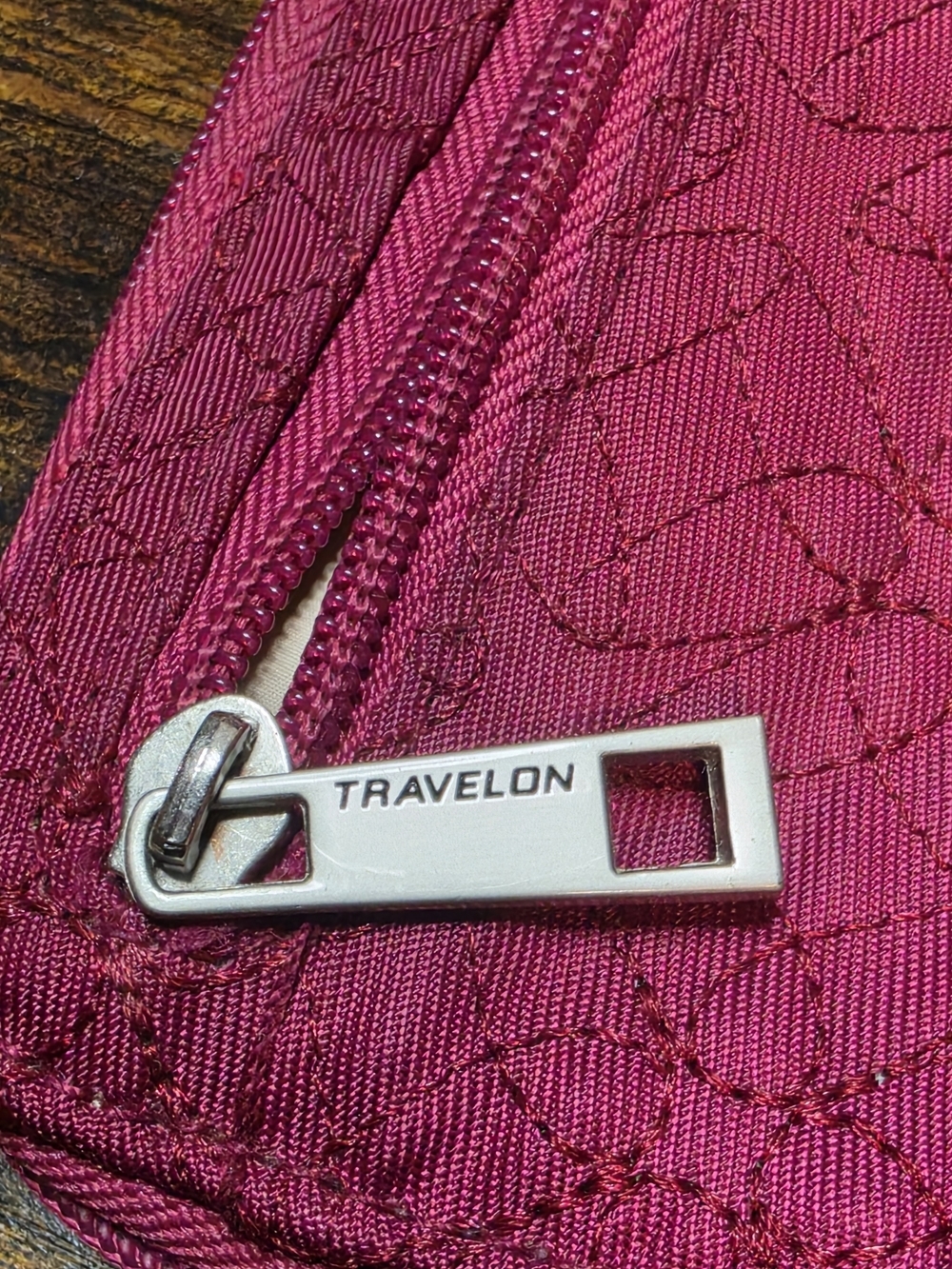 Travelon Quilted Wristlet Wallet in Raspberry - Picture 10 of 15